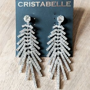 NWT Cristabelle Crystal Feather Earrings